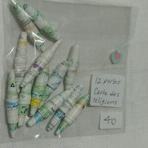 One-of-a-kind handmade/hand rolled paper beads/jewelry making/craft supplies/DIY